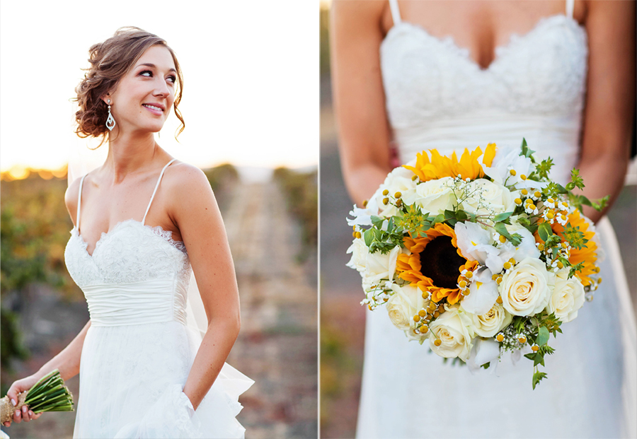 winery wedding, Psunflower bouquet, aso Robles wedding photographer