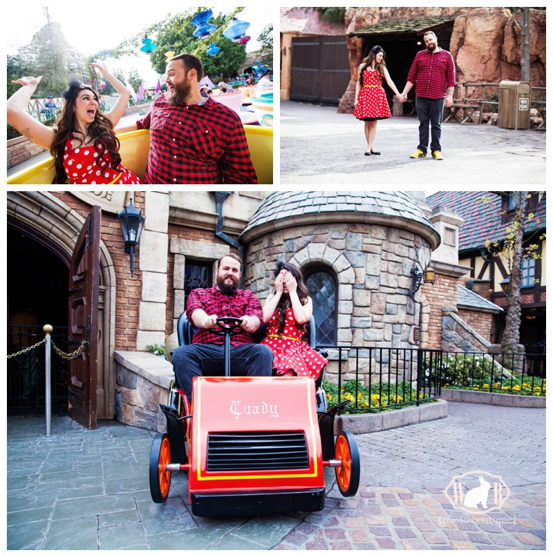 Disneybound engagement photos as mickey and minnie at Disneyland in Fantasyland // White Rabbit Photo Boutique