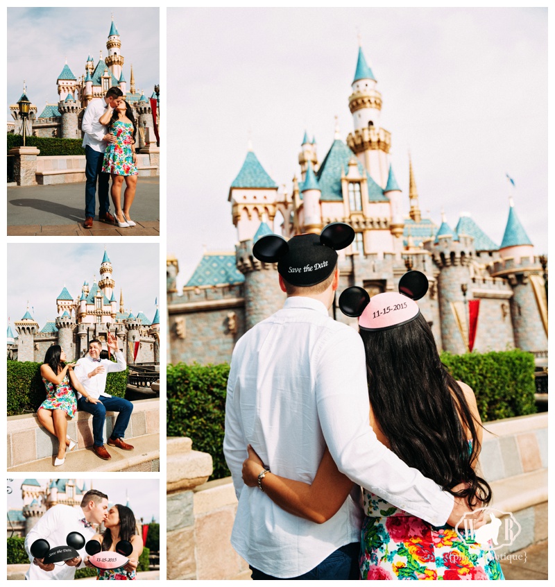 Disneyland Engagement Photos Mickey and Minnie Ears Castle