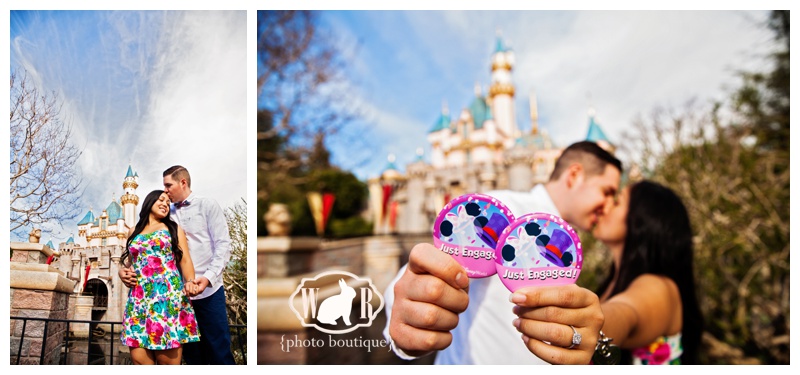 Disneyland Engagment Portraits Just Engaged Buttons Castle