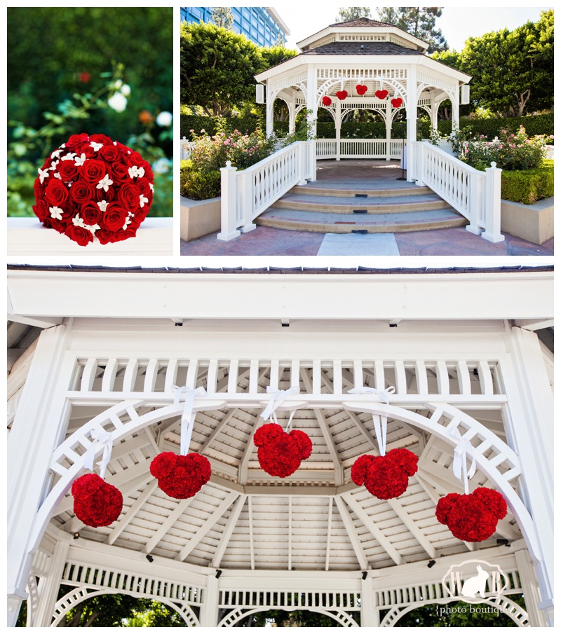 Disneyland Hotel Wedding Rose Court Garden Ceremony Red Summer