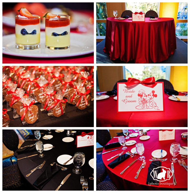 Disneyland Hotel Wedding Sleeping Beauty Pavilion Black and Red Draping