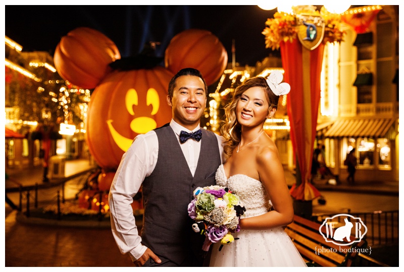 Disneyland Halloween Wedding Photos Main Street Mickey Pumpkin