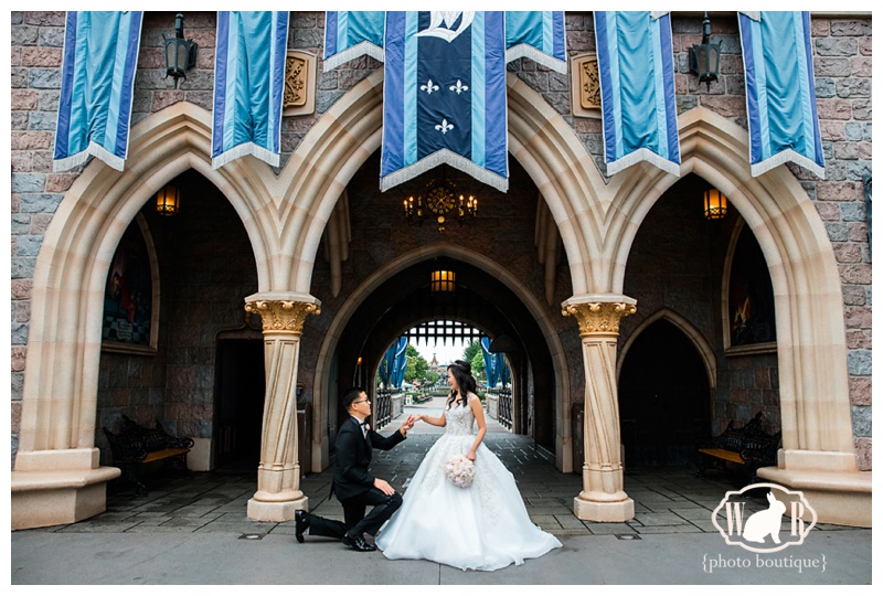 Follow Me to Disneyland, Disneyland Wedding Photos, Fairytale Wedding, Princess Wedding, Disney Fairy Tale Wedding Photos, Disneyland Morning Castle Session, Disneyland Castle Wedding