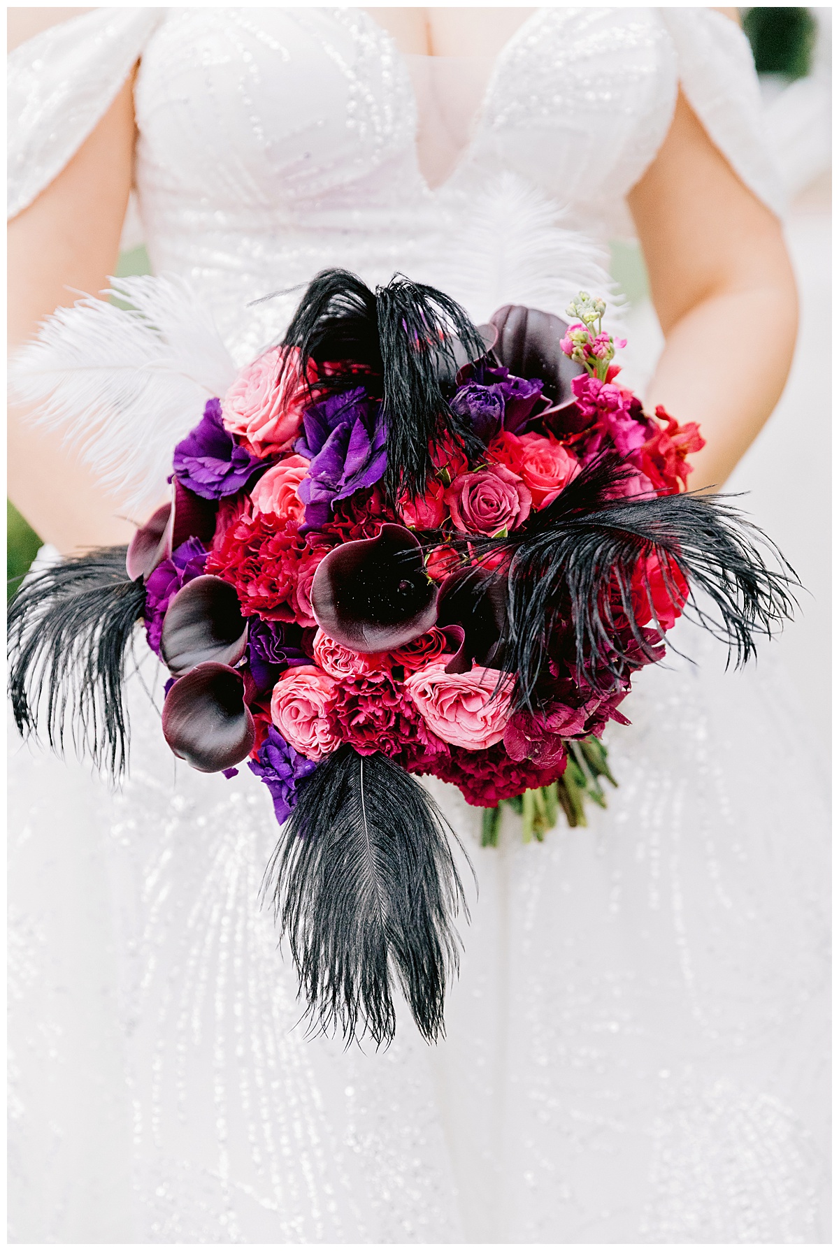 Bridal Bouquet Black, Pink, Purple 