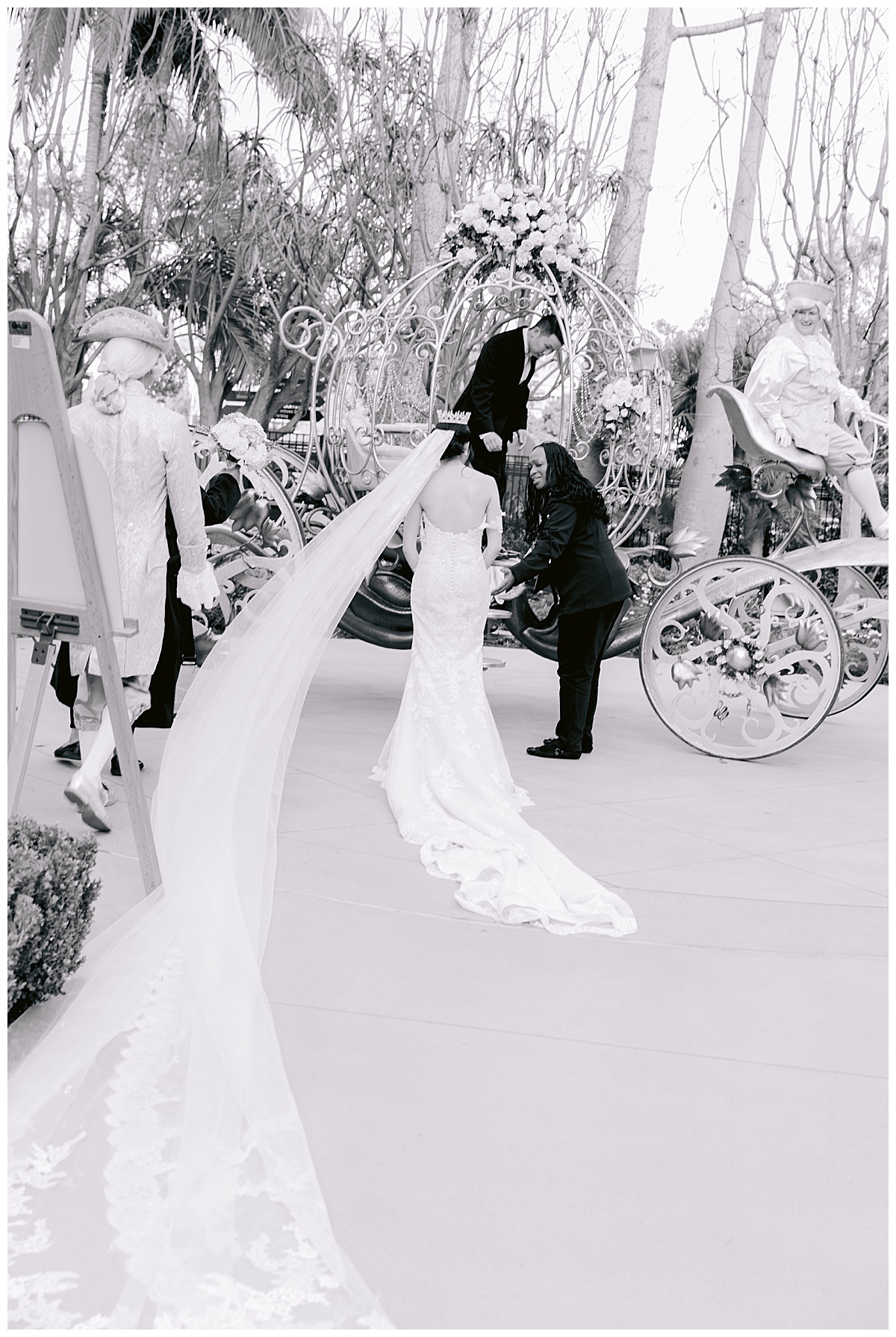Disneyland Hotel Wedding at the Rose Court Garden with the Cinderella Carriage - White Rabbit Photo Boutique 