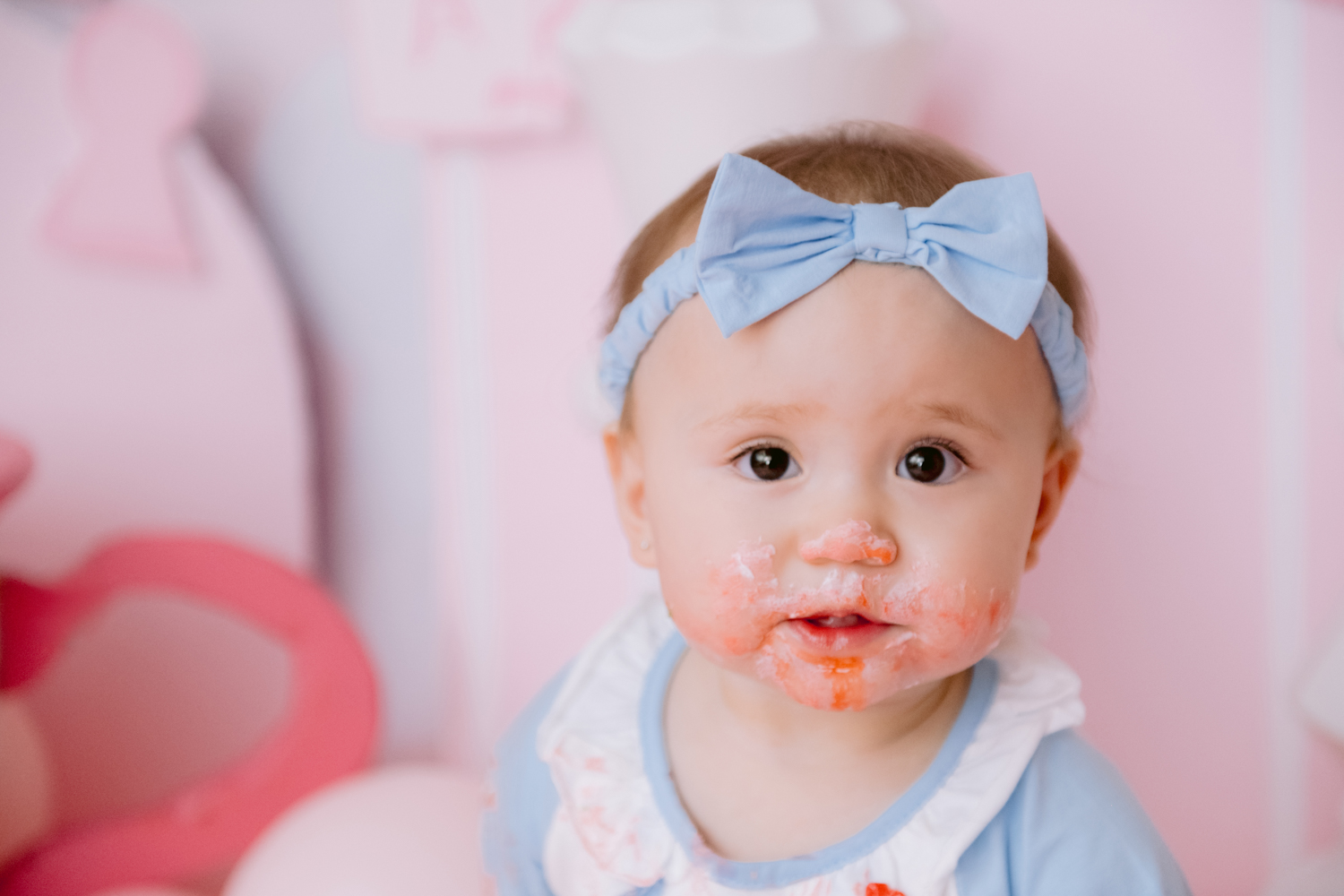 Custom Alice in Wonderland cake smash photographed by Orange County baby photographer