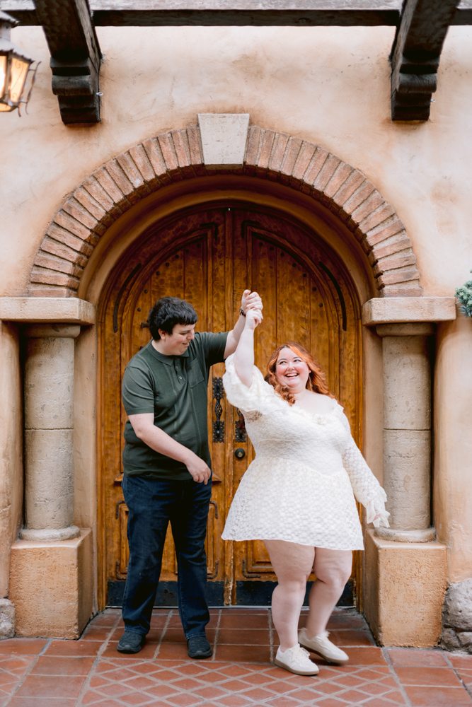 Disneyland engagement session with candid moments