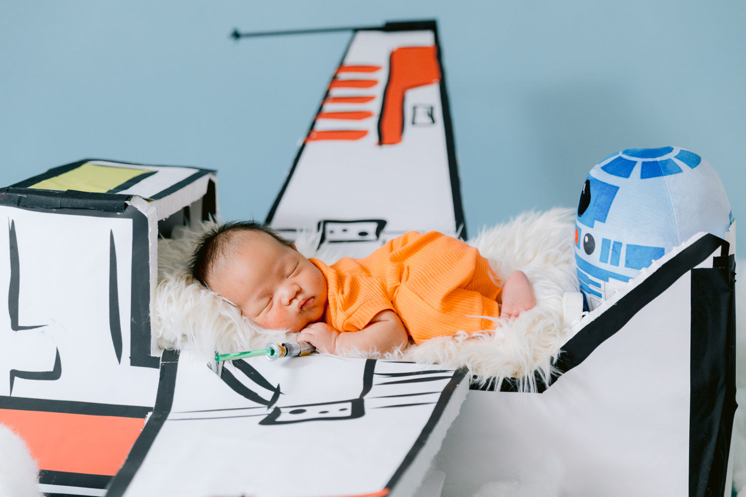 Star Wars X-Wing inspired newborn session photographed in Orange County