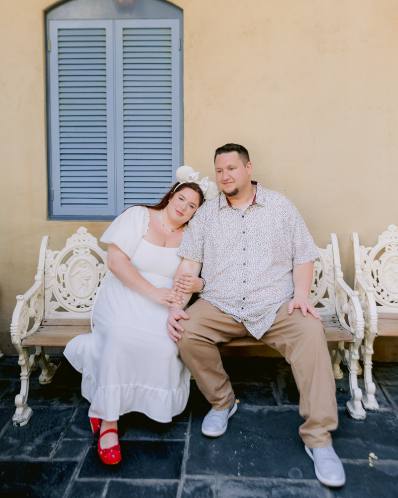 Romantic engagement photos taken inside Disneyland Park