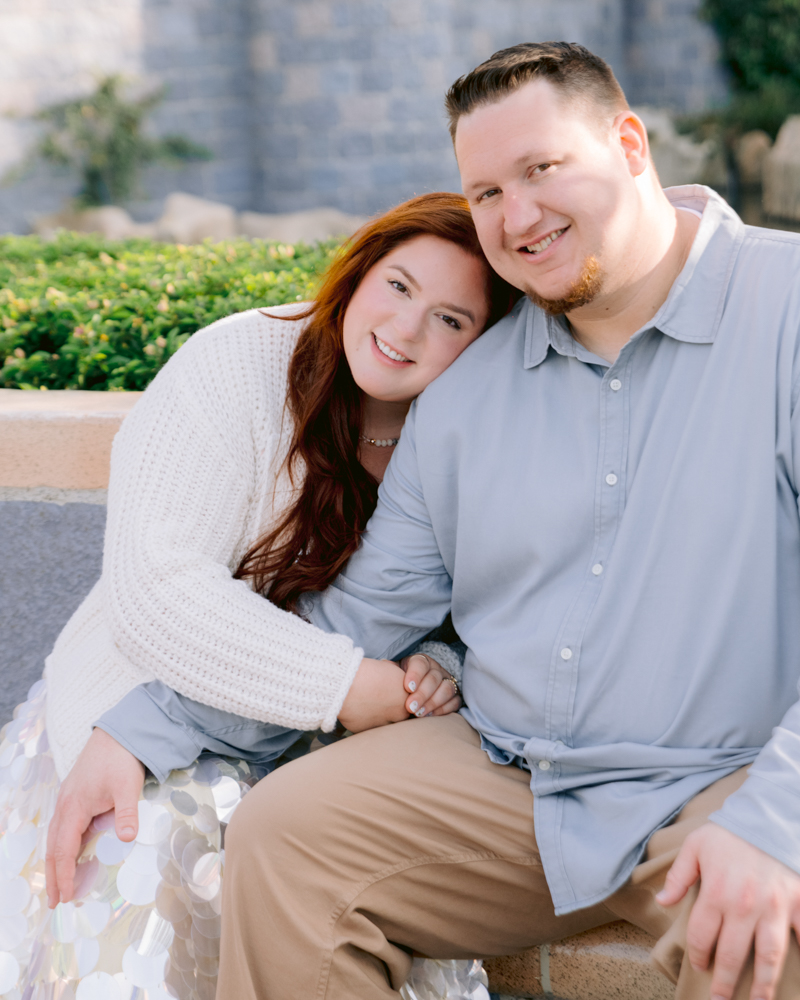 Romantic engagement photos taken inside Disneyland Park