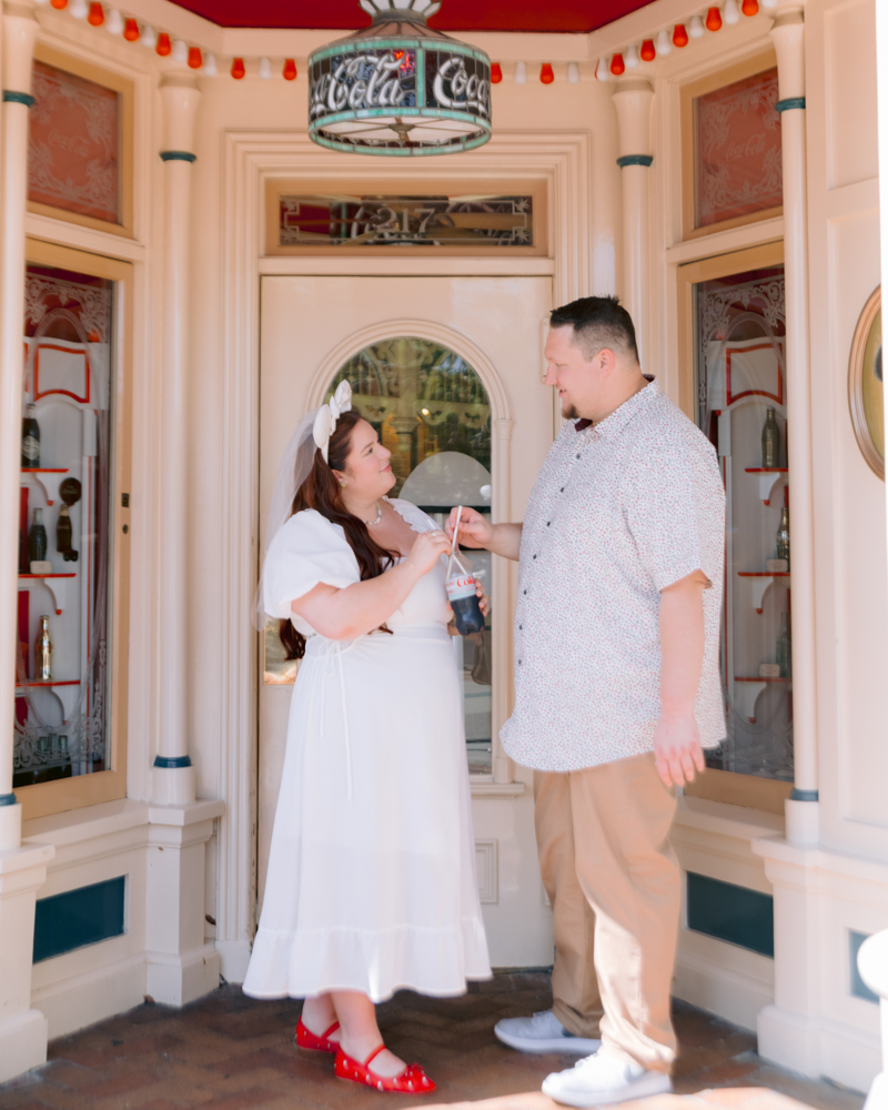 Romantic engagement photos taken inside Disneyland Park