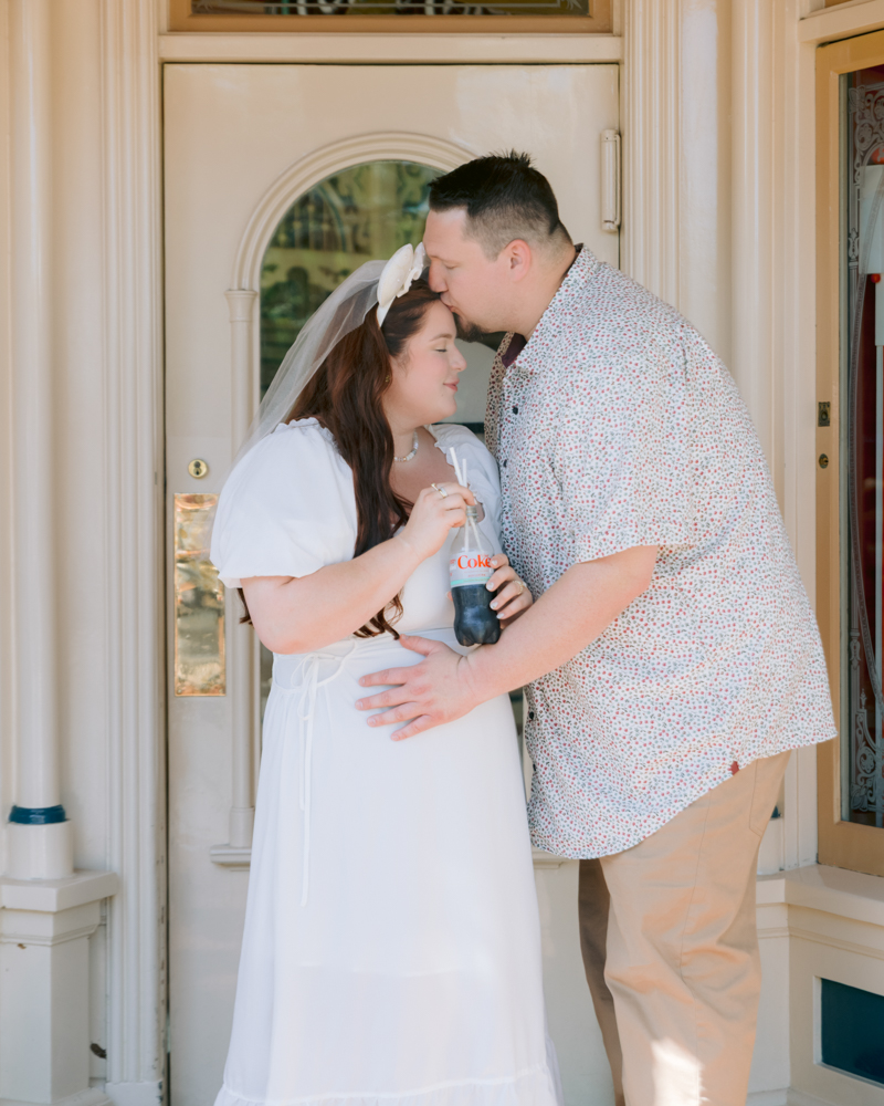 Romantic engagement photos taken inside Disneyland Park