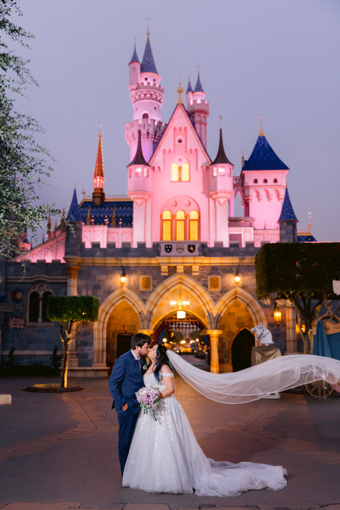 Castle portrait session following a Disneyland Hotel wedding