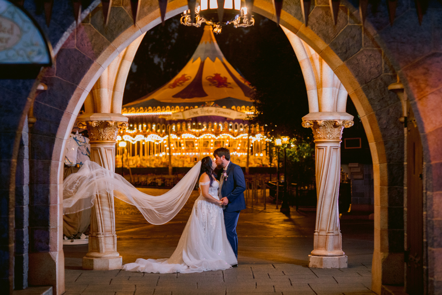 Castle portrait session following a Disneyland Hotel wedding
