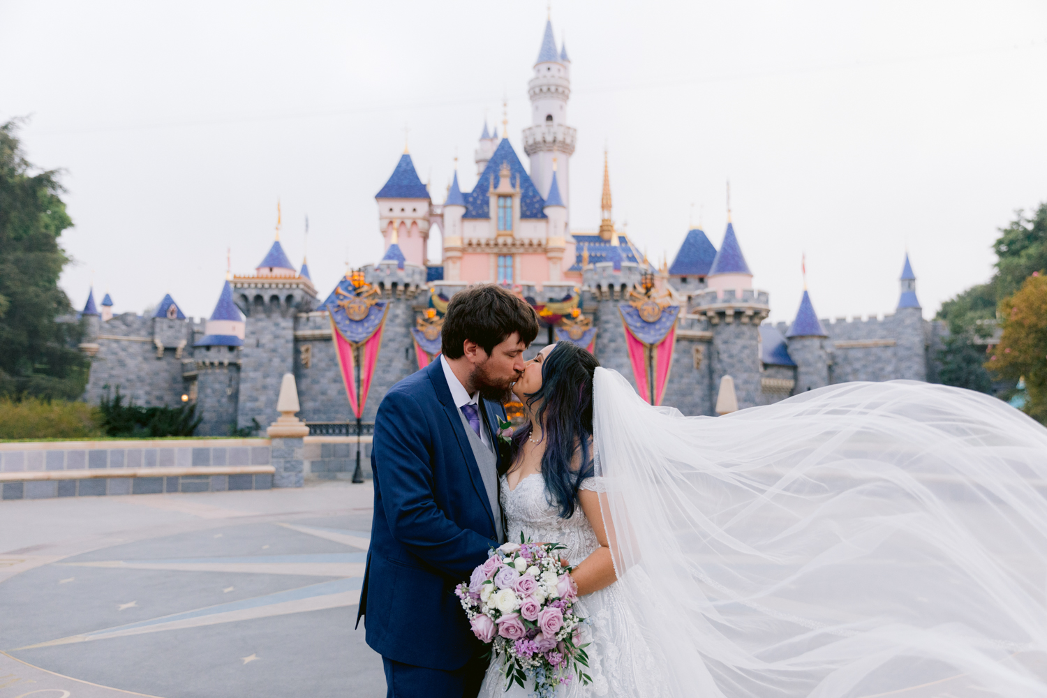 Castle portrait session following a Disneyland Hotel wedding
