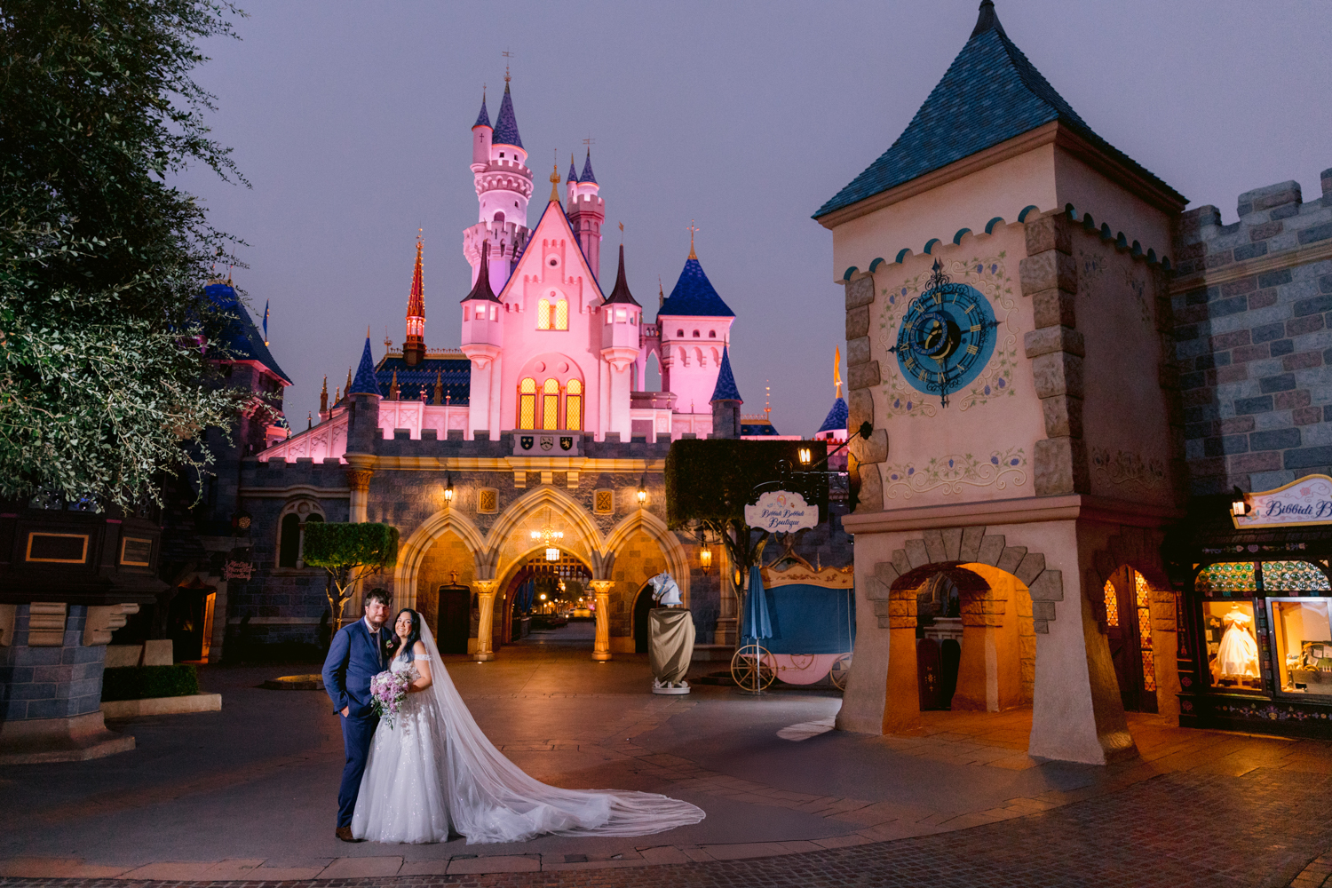 Castle portrait session following a Disneyland Hotel wedding