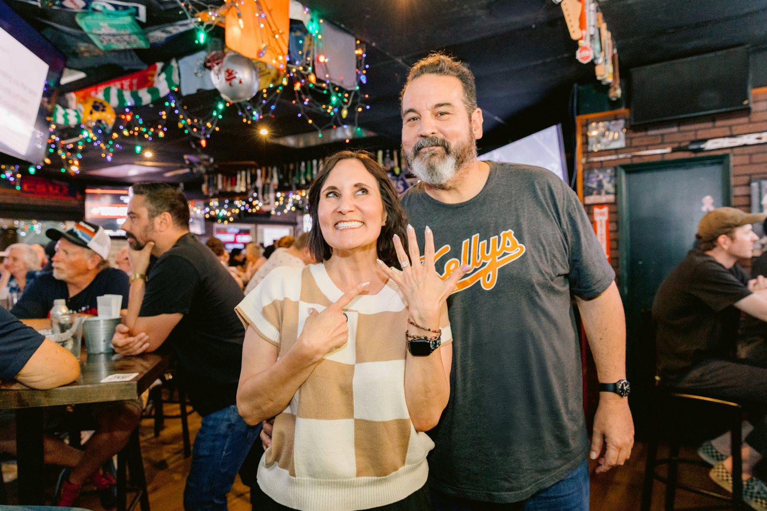 Surprise proposal at Kelly’s Korner Tavern captured by an Orange County wedding photographer