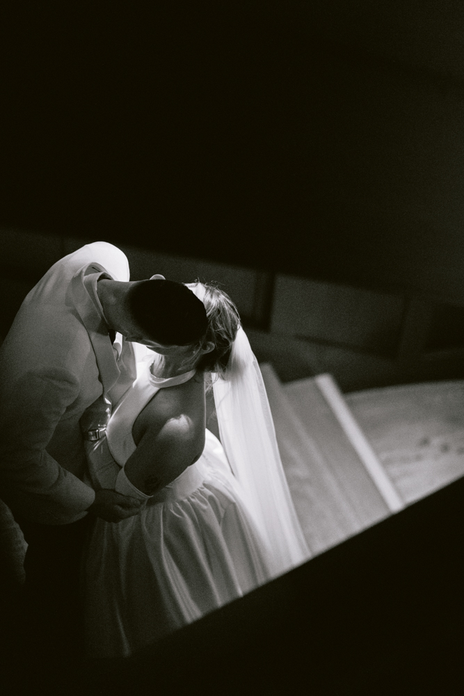 First look on the Grand Californian Hotel staircase before a Disney wedding
