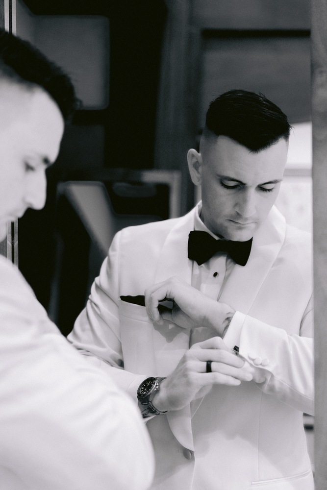 Stylish Disney wedding portraits on the Grand Californian Hotel