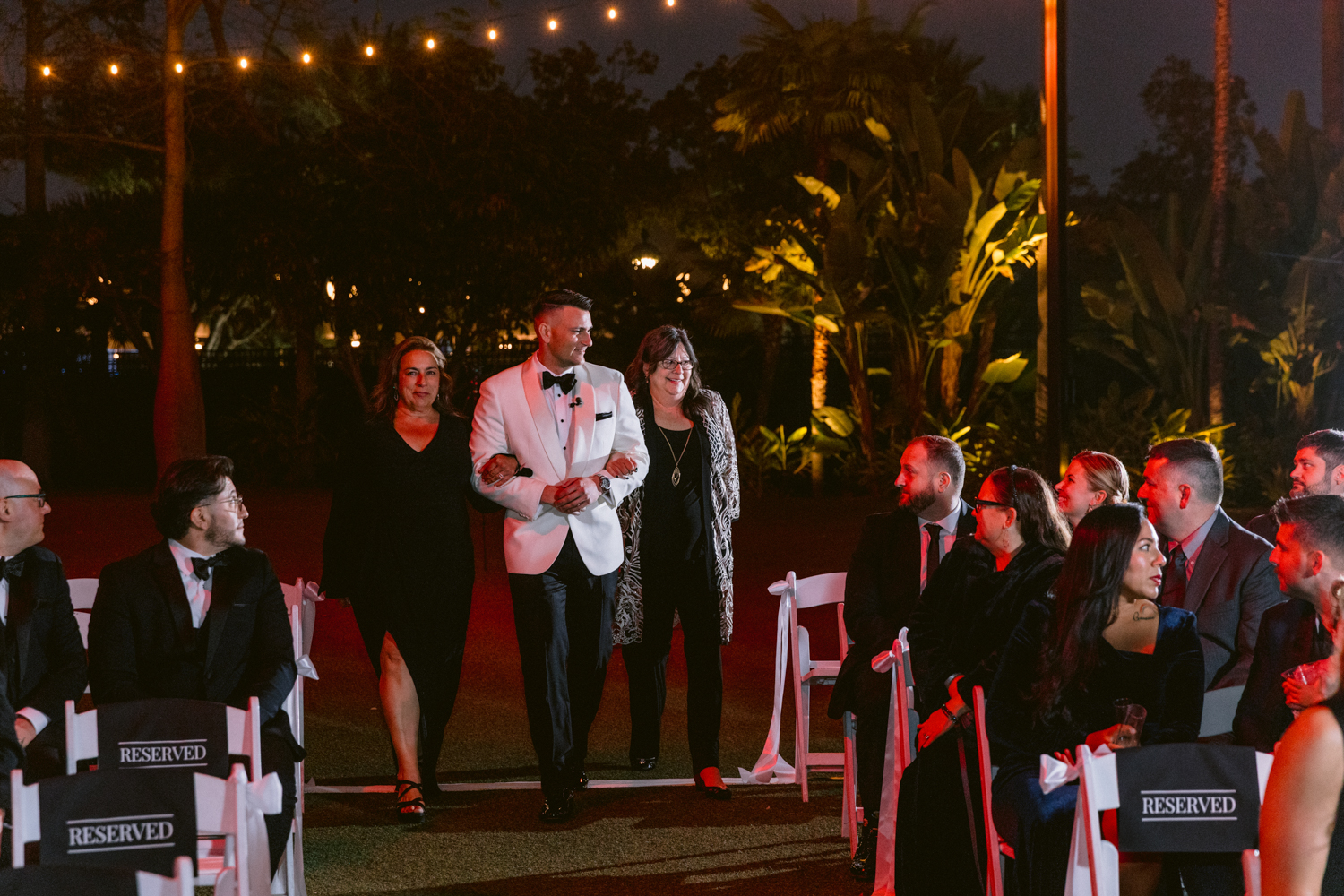 James Bond–themed wedding at the Adventure Lawn of the Disneyland Hotel in December