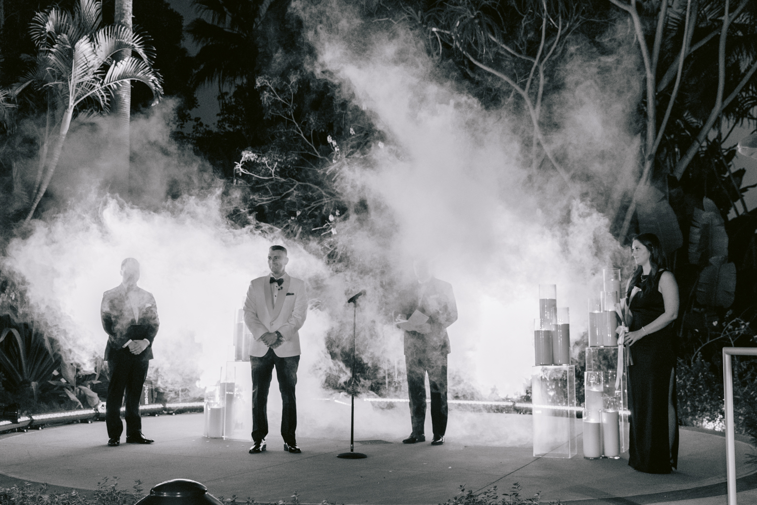 James Bond–themed wedding at the Adventure Lawn of the Disneyland Hotel in December