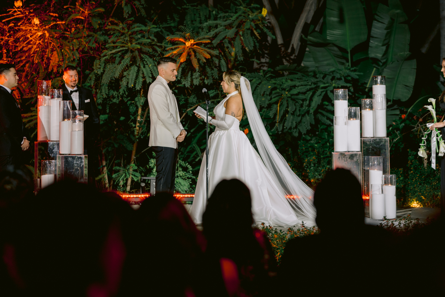 James Bond–themed wedding at the Adventure Lawn of the Disneyland Hotel in December