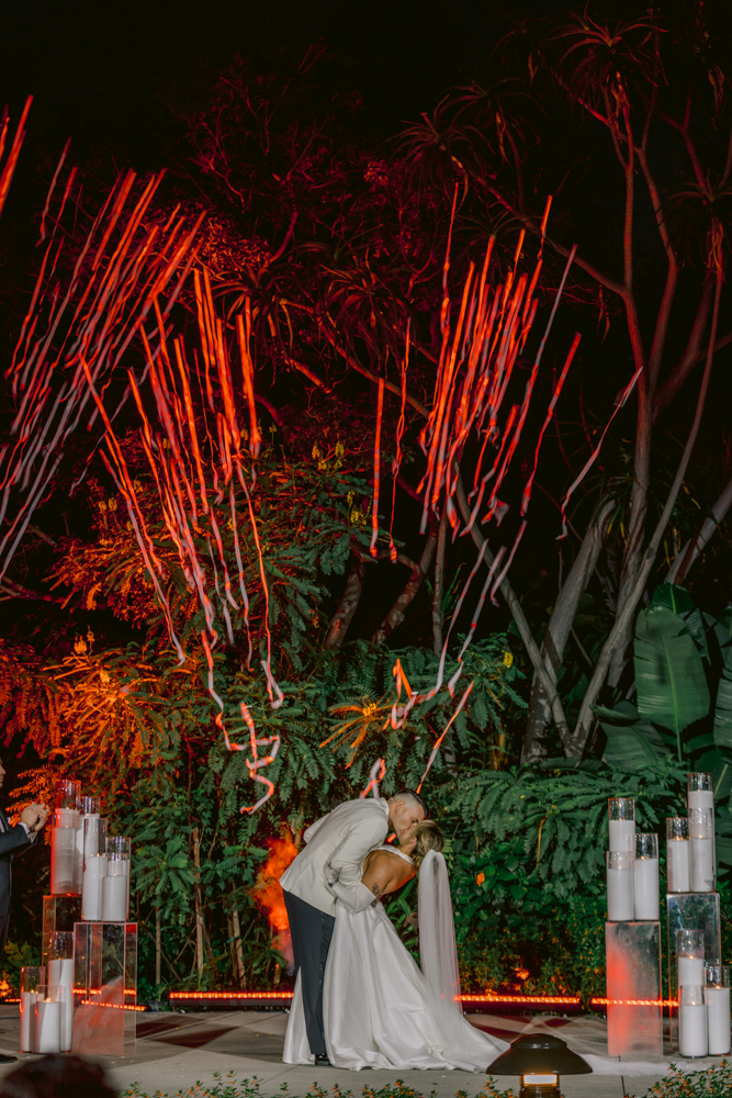 James Bond–themed wedding at the Adventure Lawn of the Disneyland Hotel in December