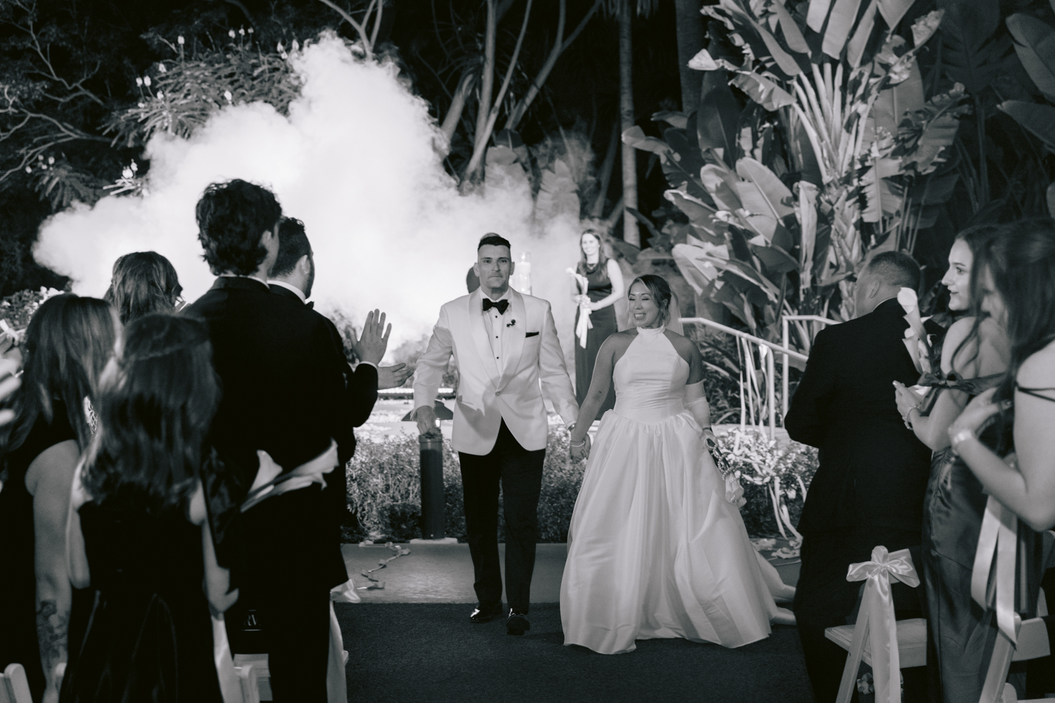 James Bond–themed wedding at the Adventure Lawn of the Disneyland Hotel in December
