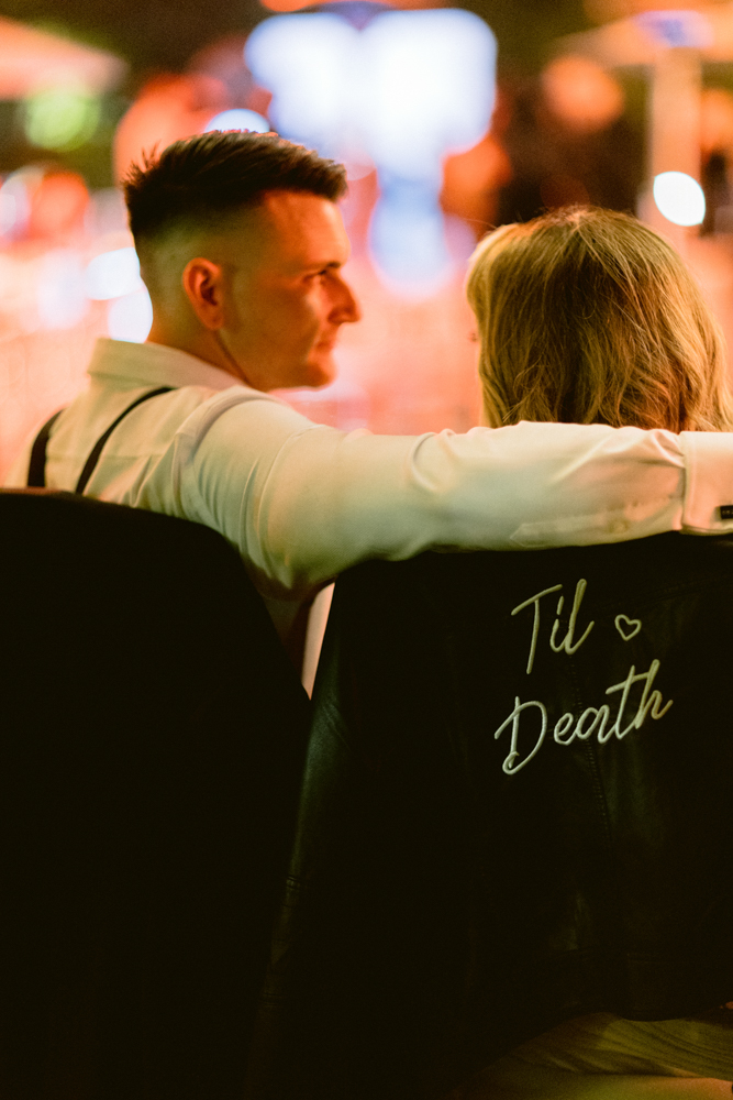 James Bond–themed wedding reception at the Disneyland Hotel in December on the Adventure Lawn