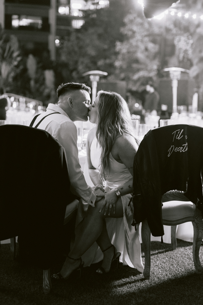 James Bond–themed wedding reception at the Disneyland Hotel in December on the Adventure Lawn