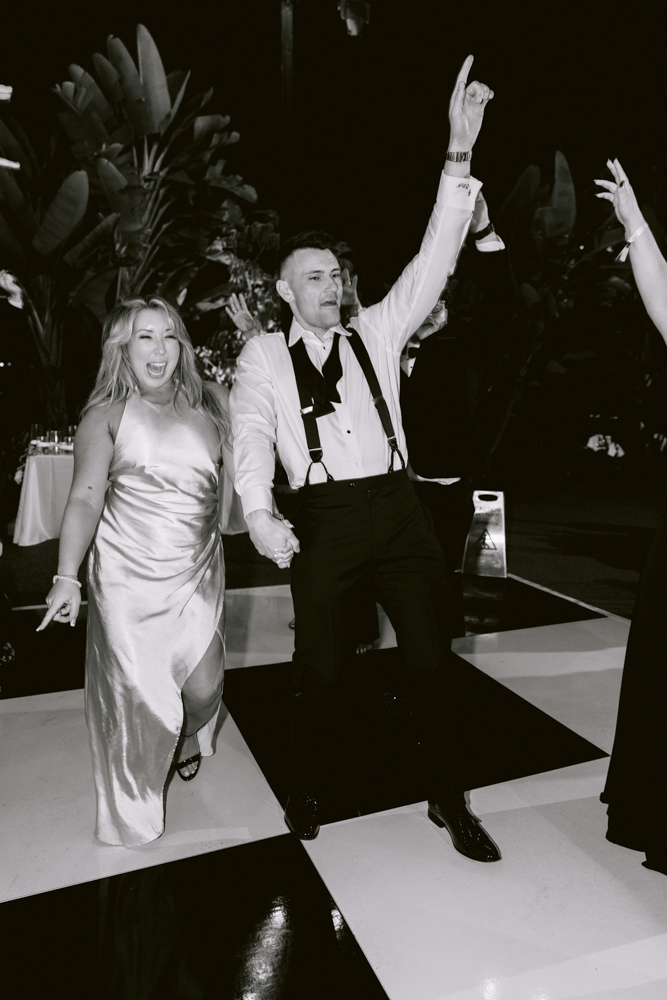 James Bond–themed wedding reception at the Disneyland Hotel in December on the Adventure Lawn