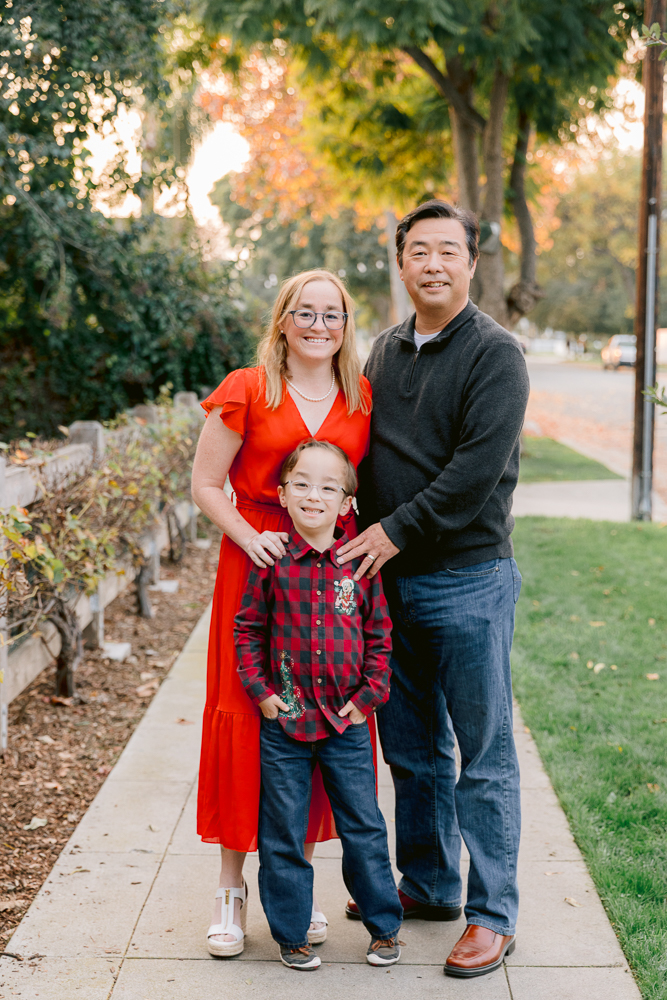 family photos full of laughter during a holiday mini session in Orange CA