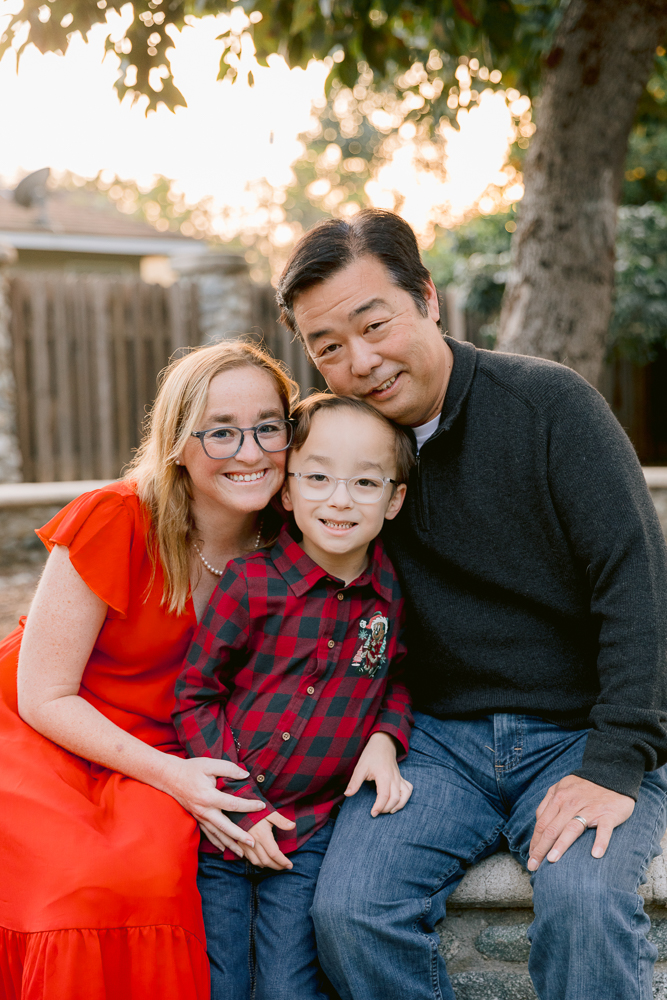 family photos full of laughter during a holiday mini session in Orange CA