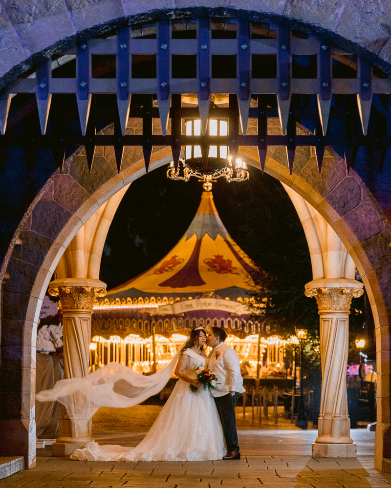 Early morning Disney Wedding photos at Disneyland before the park opened